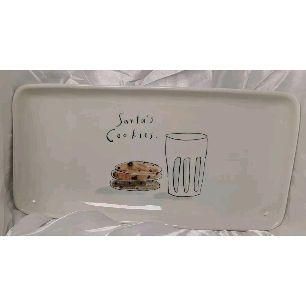 Vintage "M" Magenta Christmas "Santa's Cookies" Serving Tray Design By Rae Dunn